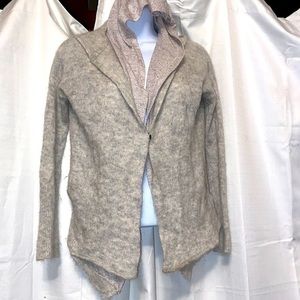 Anthropologie Moth ecru alpaca/wool lined double layered hooded sweater